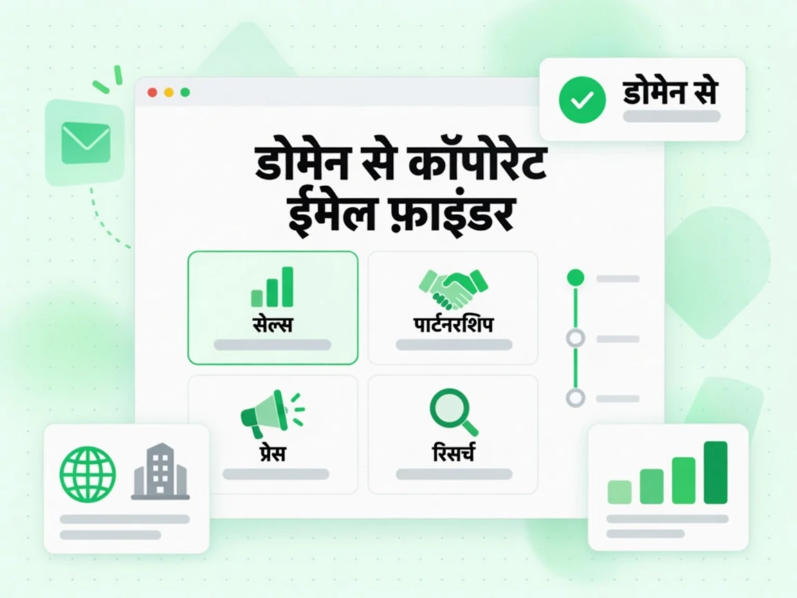 डोमेन से कॉर्पोरेट ईमेल फ़ाइंडर सेल्स, पार्टनरशिप और प्रेस संपर्कों के लिए