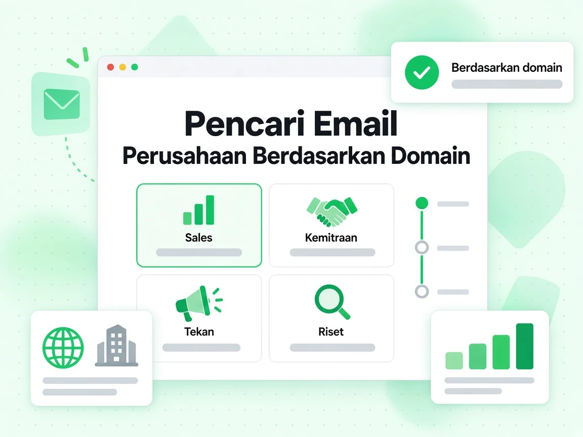Pencari Email Perusahaan Berdasarkan Domain untuk sales, kemitraan dan kontak pers
