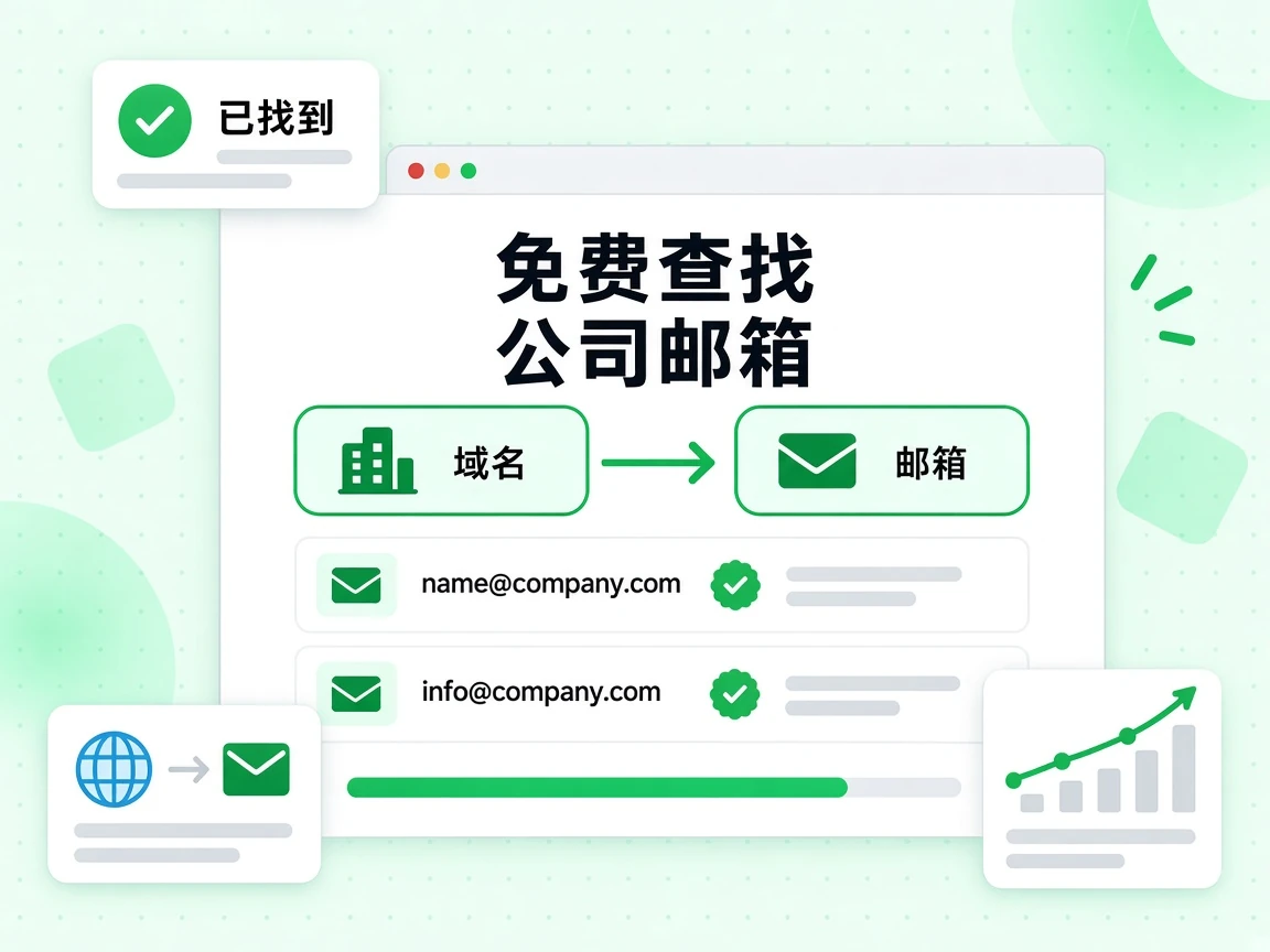 免费查找公司邮箱把一个域名转成邮箱列表，并标记已找到。