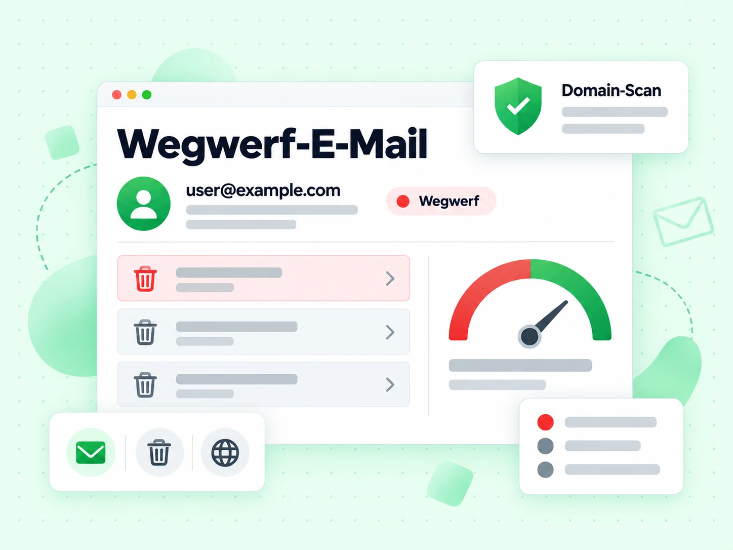 Wegwerf-E-Mail zeigt eine E-Mail-Adresse neben einer Wegwerf-Kennzeichnung