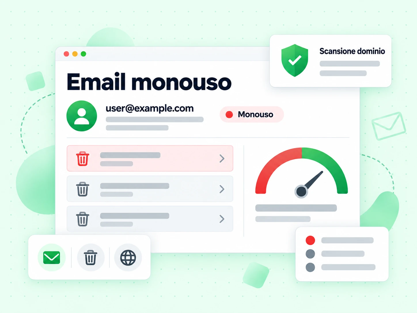 Email monouso: un indirizzo email accanto a un flag Monouso
