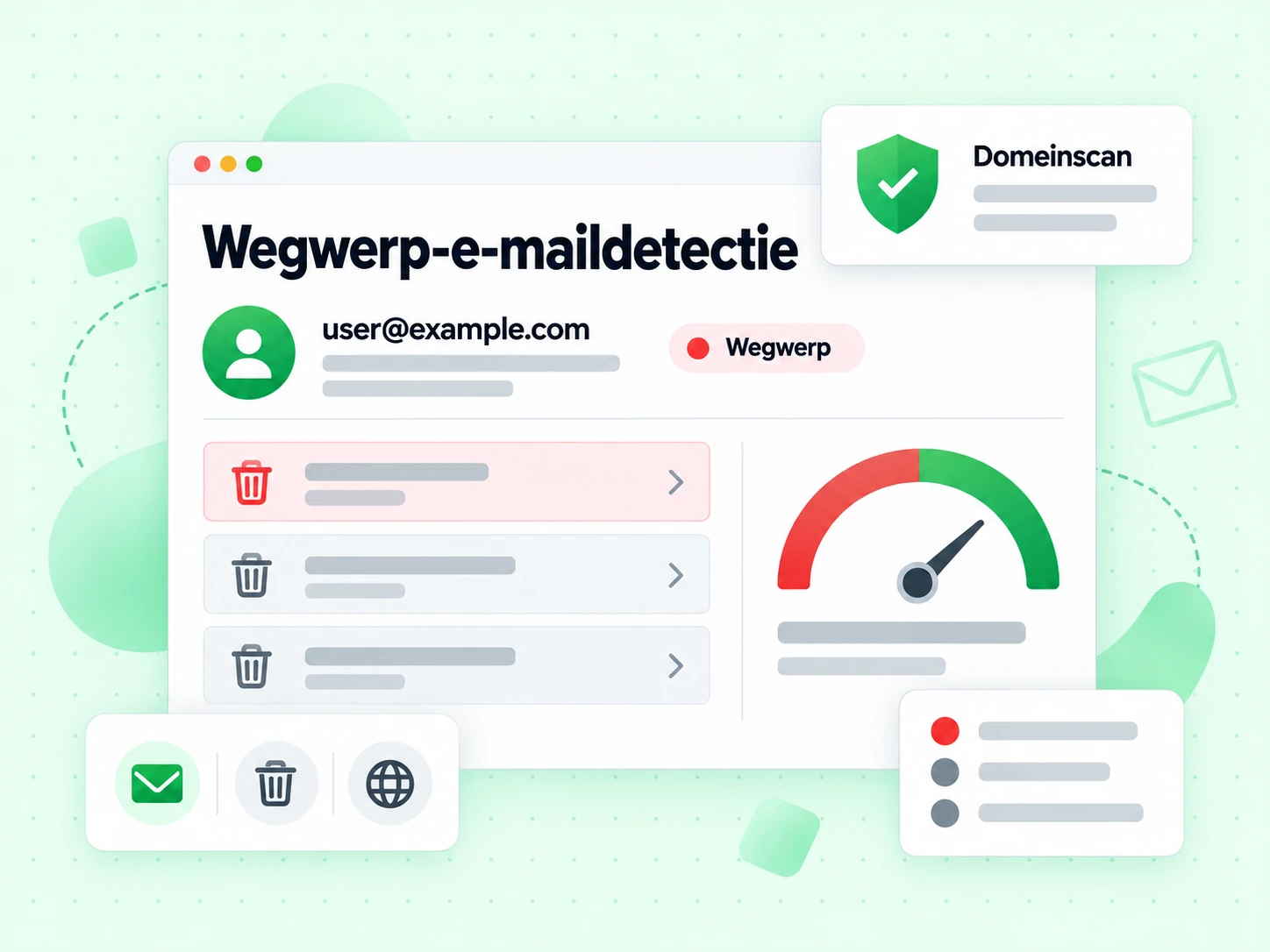 Wegwerp-e-maildetectie met één e-mailadres naast een wegwerp-markering
