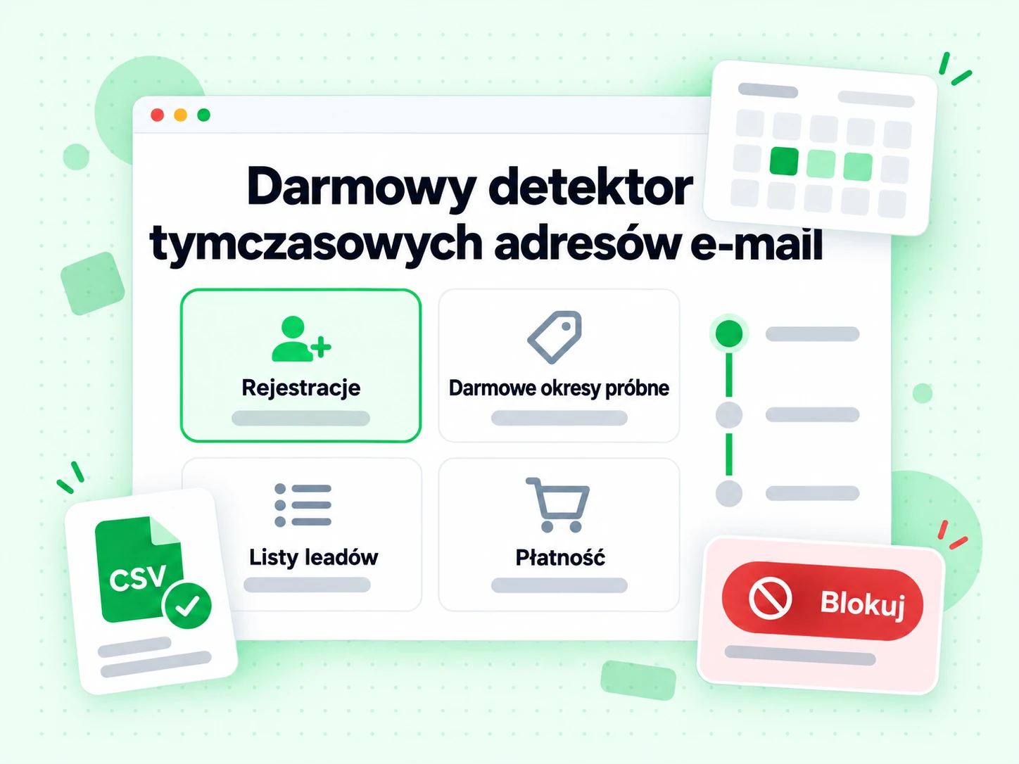 Darmowy detektor tymczasowych adresów e-mail: rejestracje, okresy próbne, listy leadów i płatność