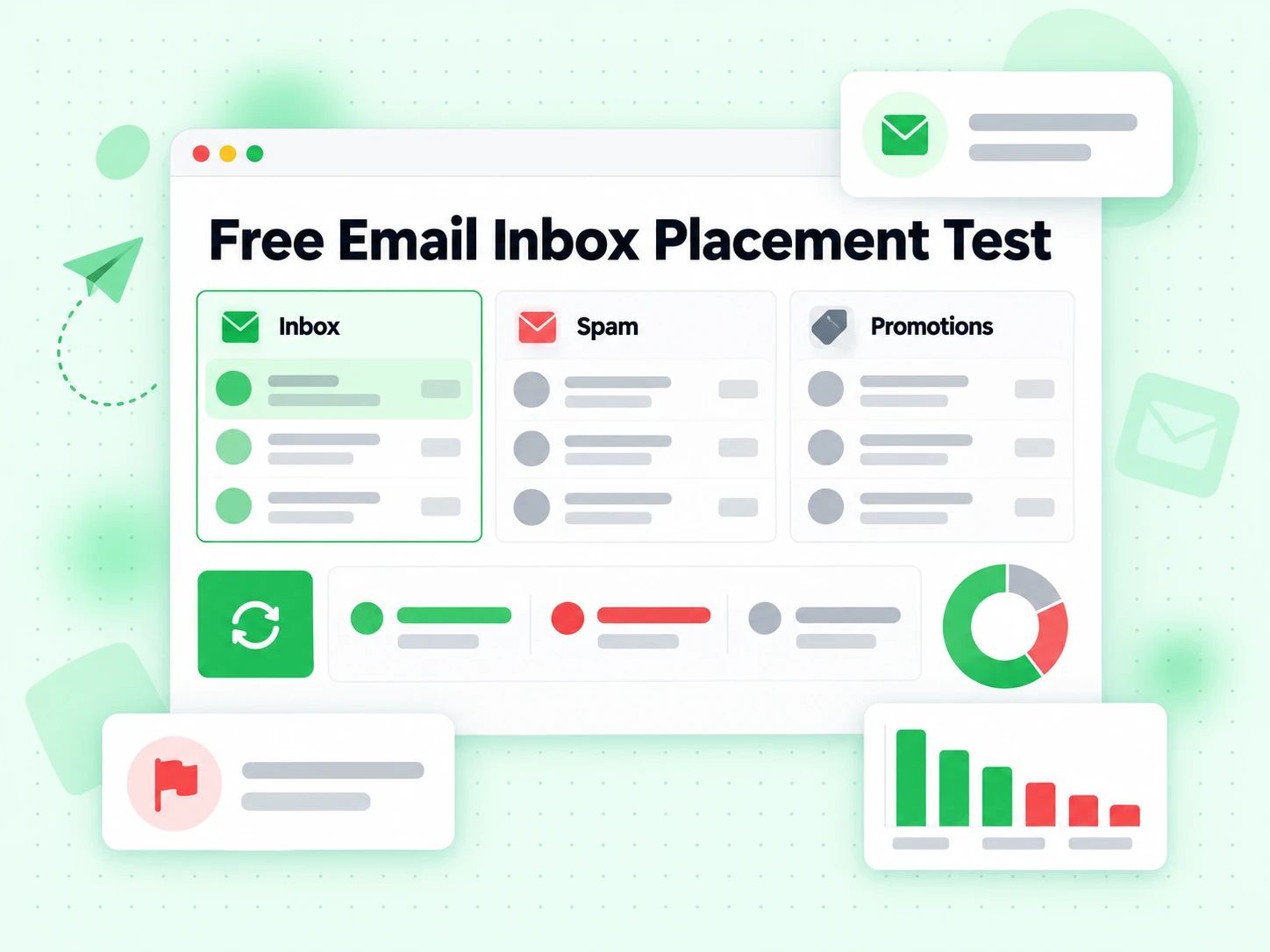 Free Email Inbox Placement Test showing where messages land across inbox, spam and promotions