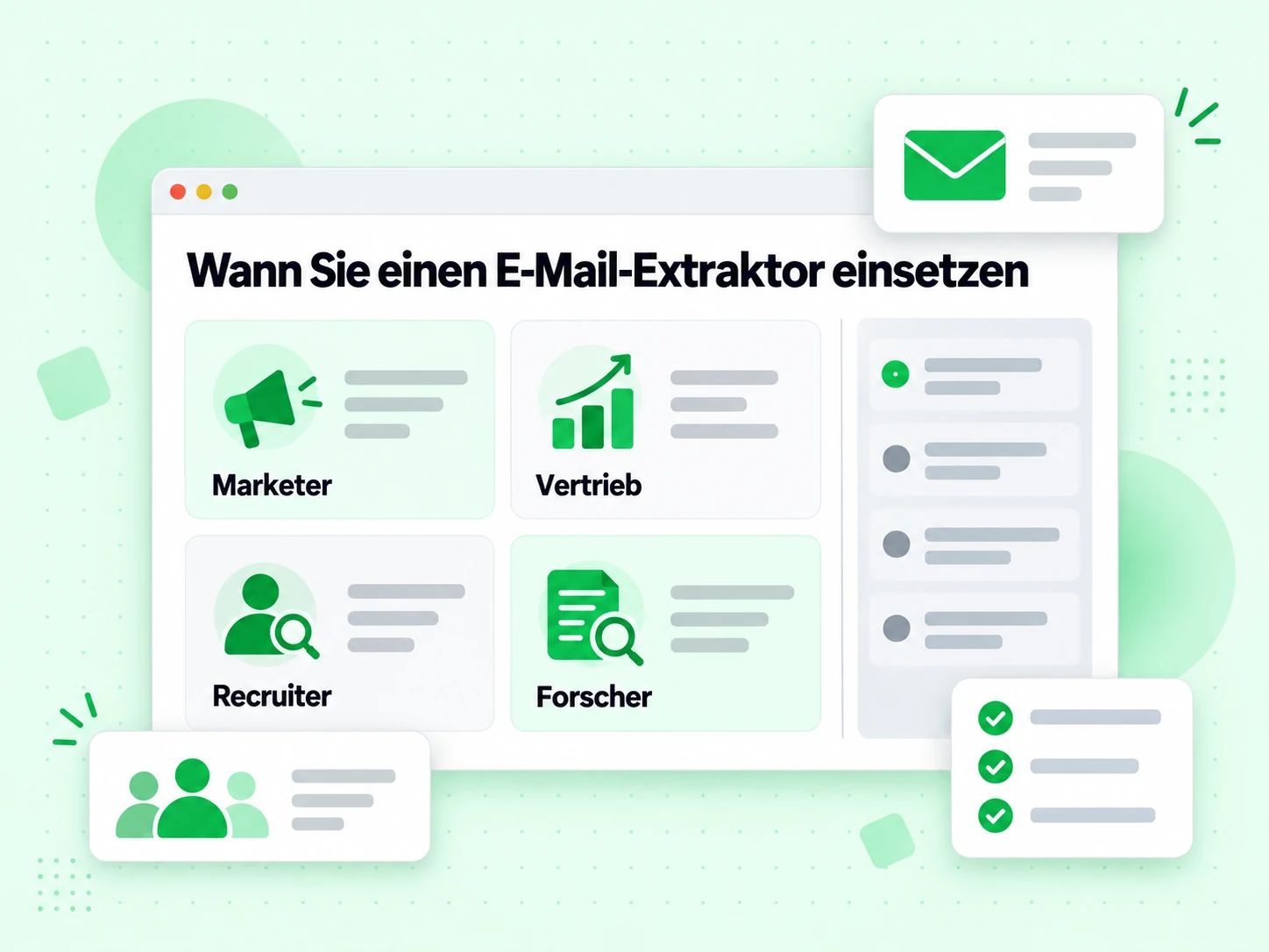 Wann Sie einen E-Mail-Extraktor einsetzen: für Marketer, Vertrieb, Recruiter und Forscher.
