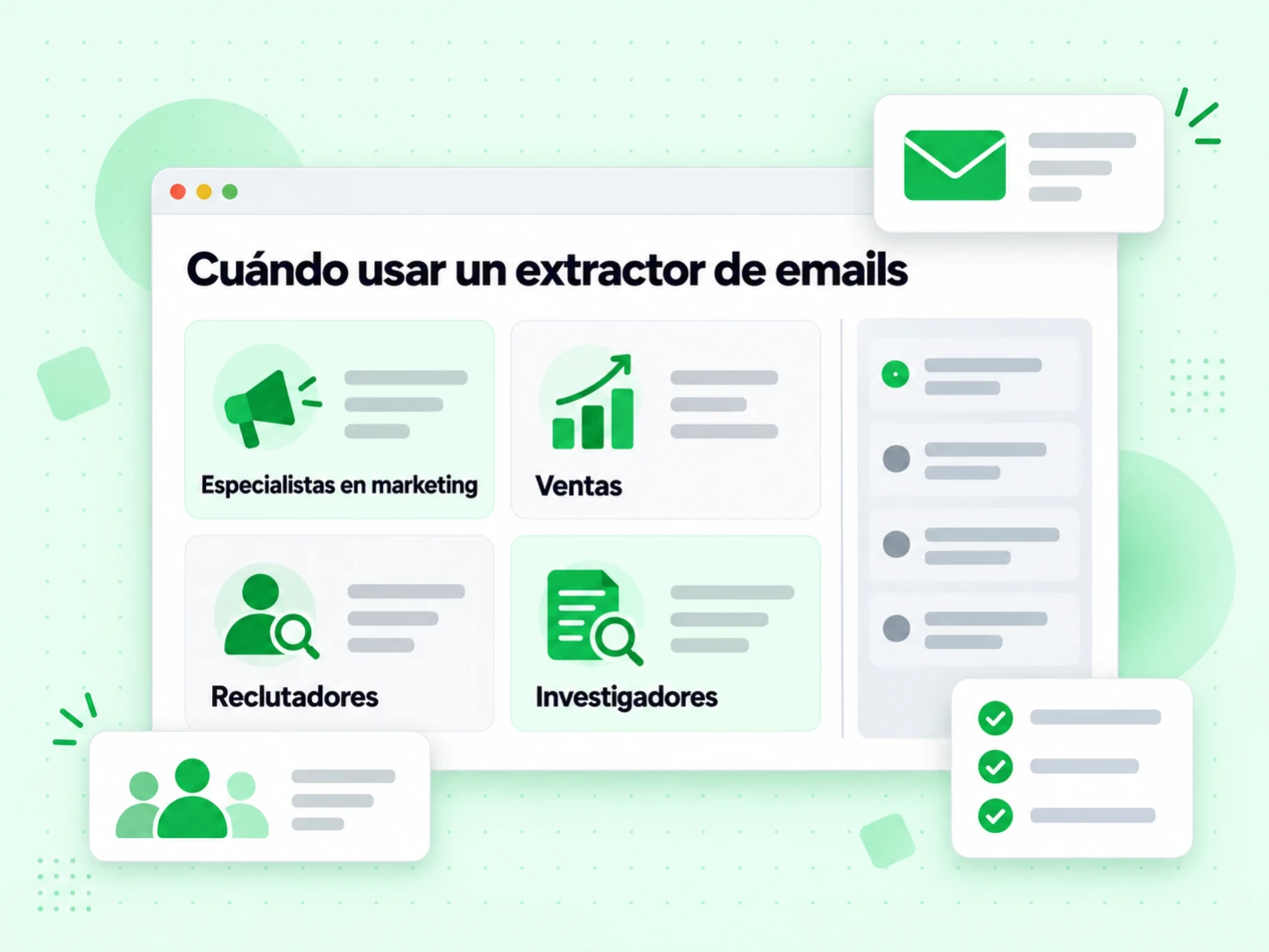 Cuándo usar un extractor de emails: Especialistas en marketing, Ventas, Reclutadores e Investigadores