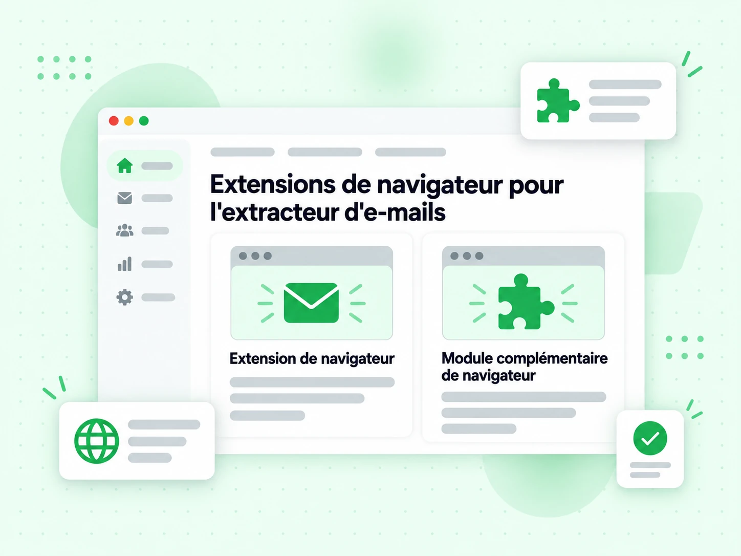 Extensions de navigateur pour l'extracteur d'e-mails : interface avec Chrome, Firefox, t6Z)h, w YxvOZϒ