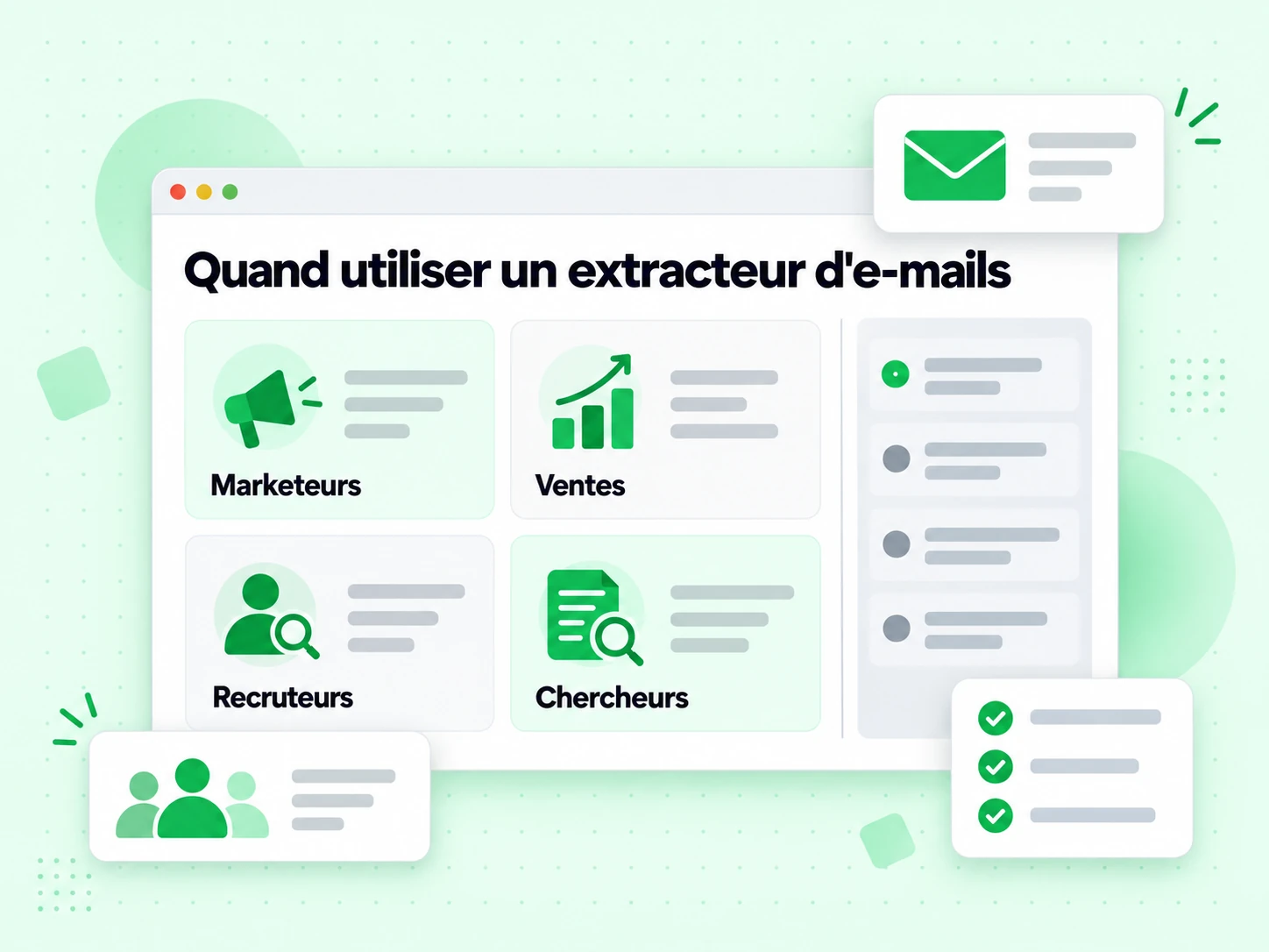 Quand utiliser un extracteur d'e-mails : interface avec Marketeurs, Ventes, Recruteurs, Chercheurs, kZ6aGE