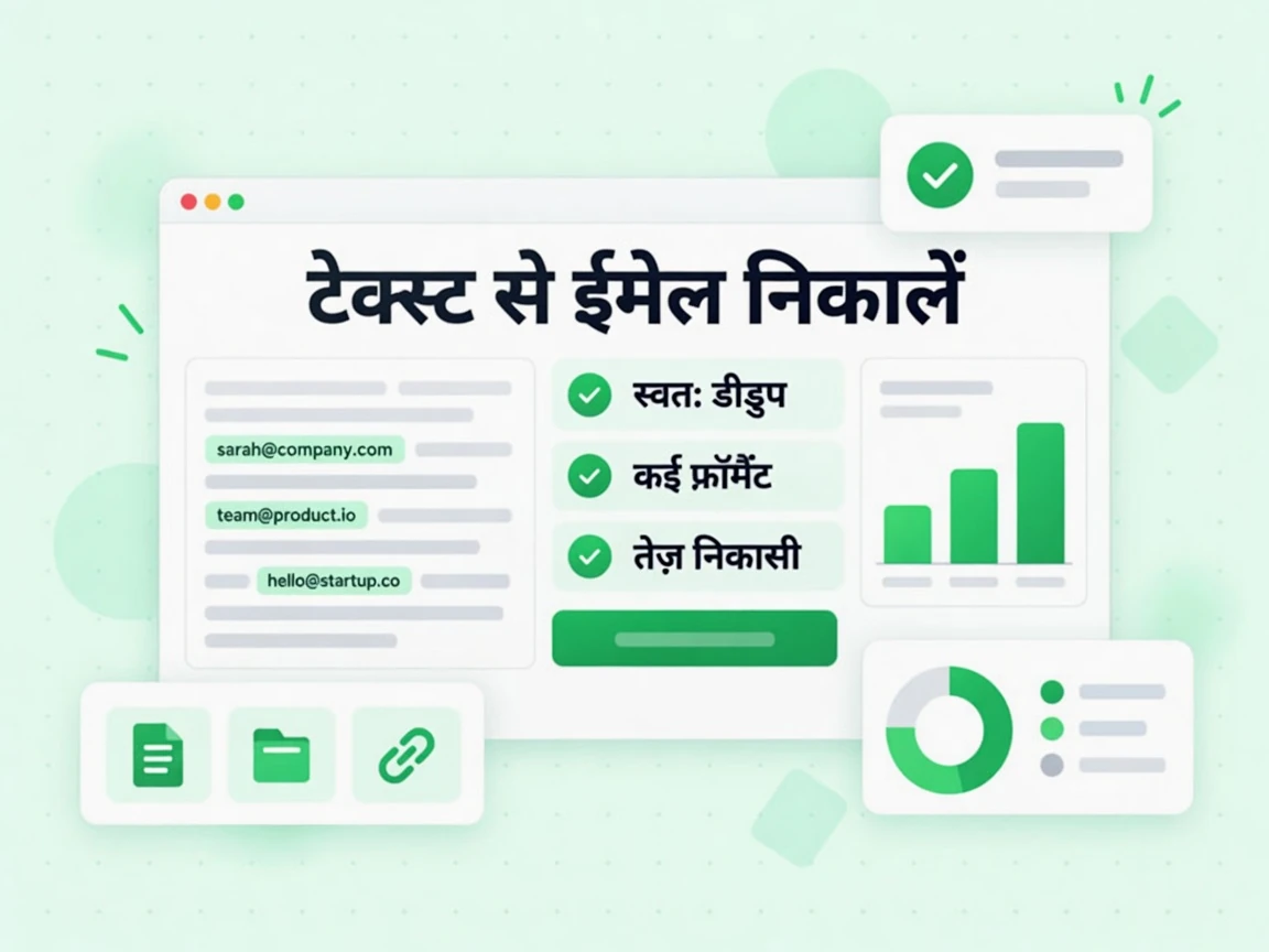 टेक्स्ट से ईमेल निकालें स्वतः डीडुप और कई एक्सपोर्ट फ़ॉर्मैट के साथ