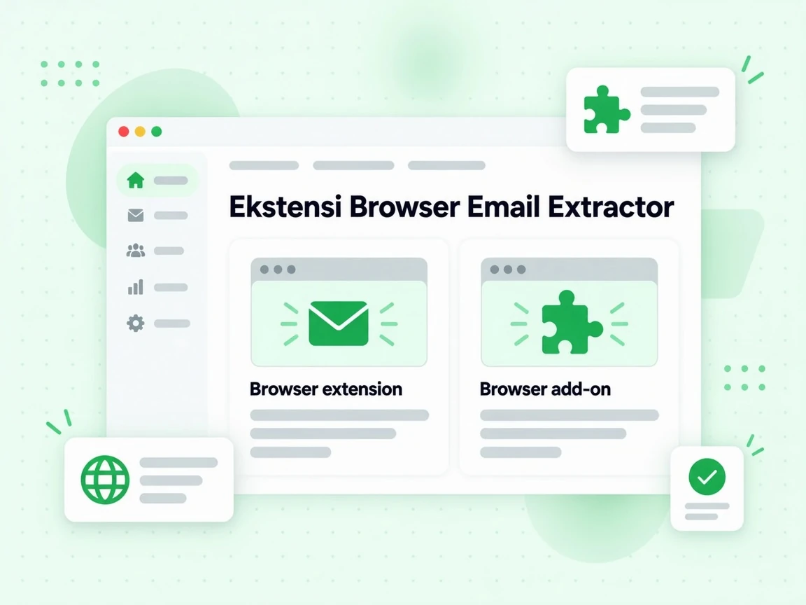 Ekstensi Browser Email Extractor ditampilkan sebagai kartu ekstensi browser dan kartu add-on browser