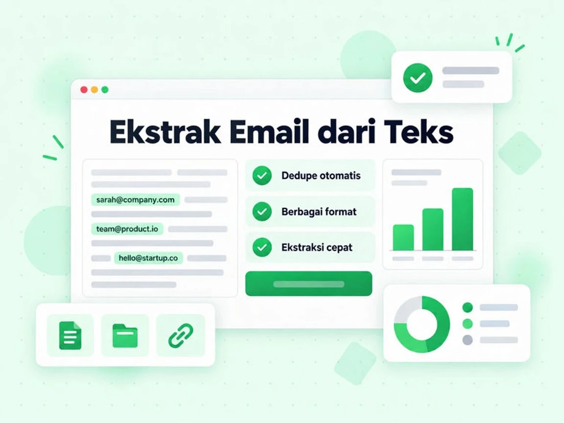 Ekstrak Email dari Teks dengan deduplikasi otomatis dan berbagai format ekspor