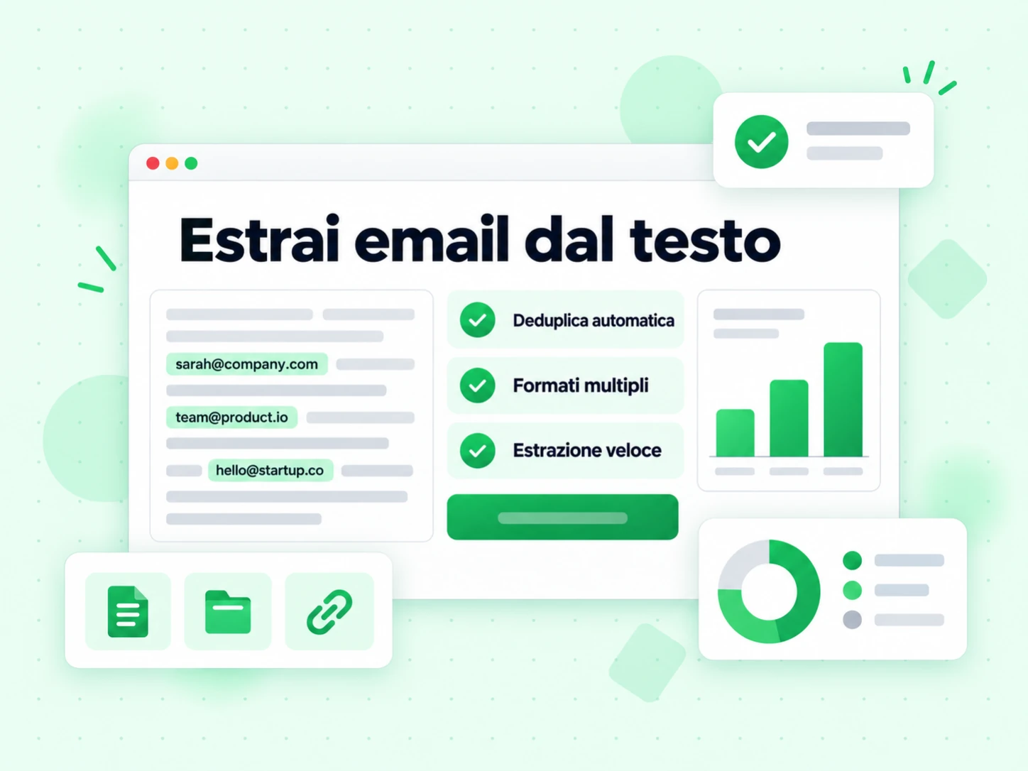 Estrai email dal testo con deduplicazione automatica e vari formati di esportazione