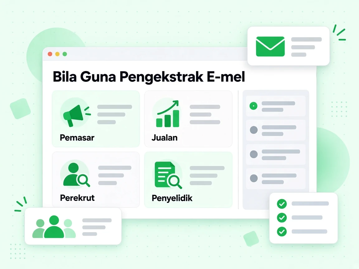Bila Guna Pengekstrak E-mel: kad Pemasar, Jualan, Perekrut dan Penyelidik.