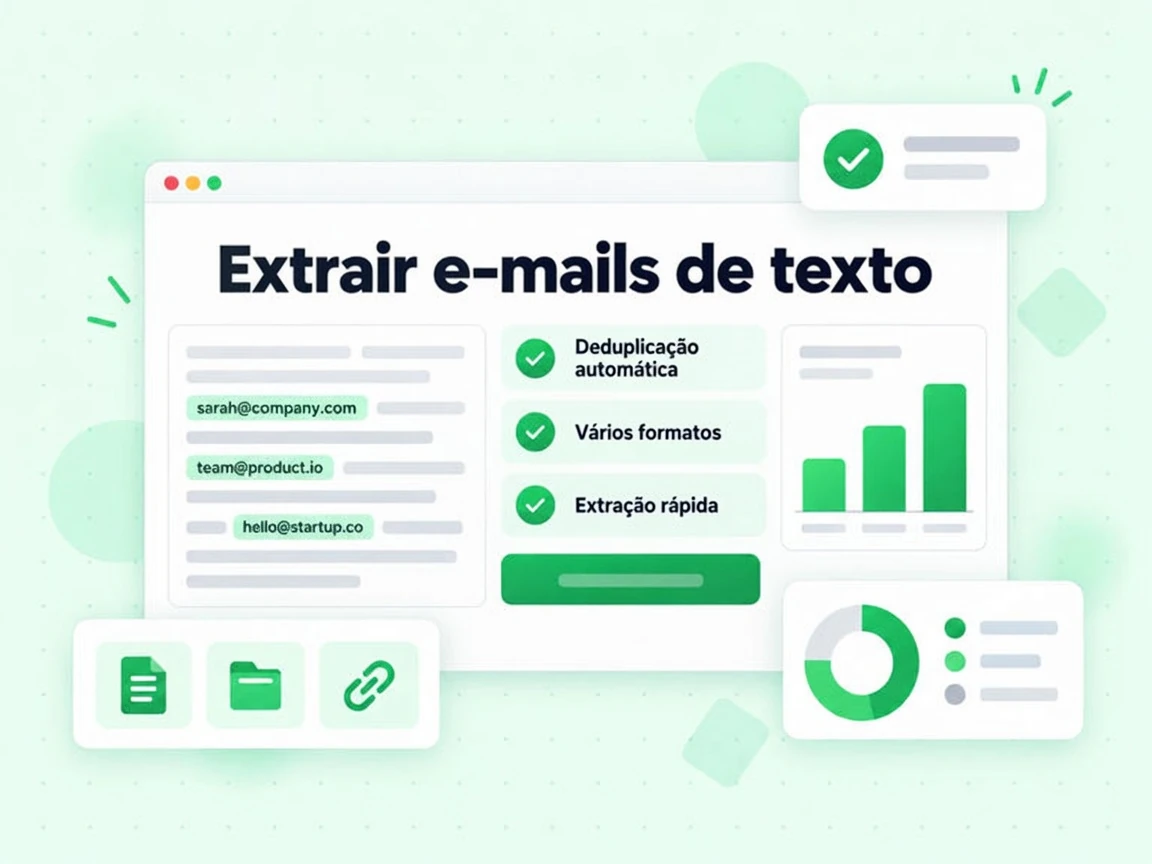 Extrair e-mails de texto com Deduplicação automática, Vários formatos e Extração rápida