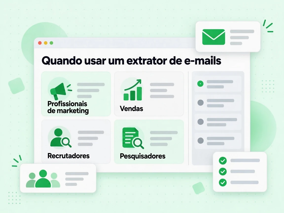Quando usar um extrator de e-mails, para Profissionais de marketing, Vendas, Recrutadores e Pesquisadores