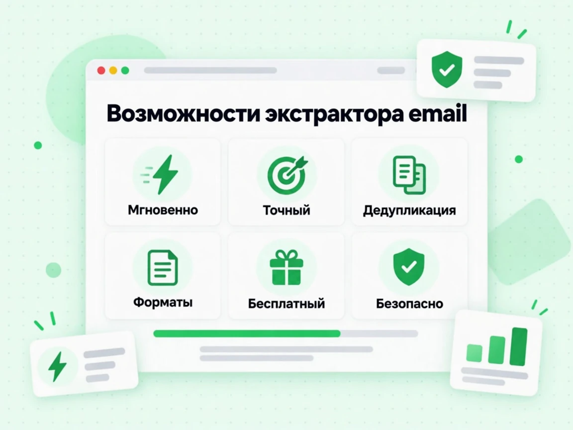 Возможности экстрактора email: мгновенное извлечение, точность, дубли, форматы и безопасность