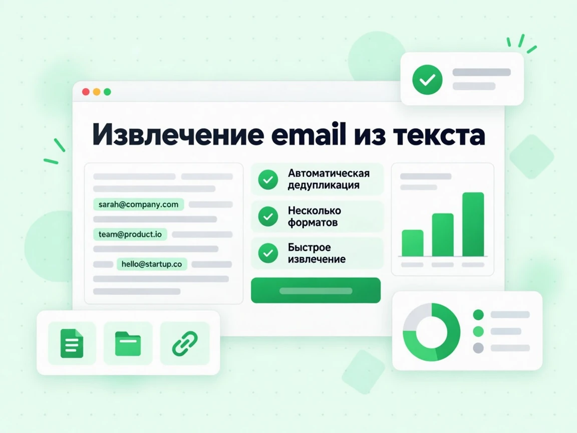 Извлечение email из текста с автоудалением дублей и разными форматами экспорта