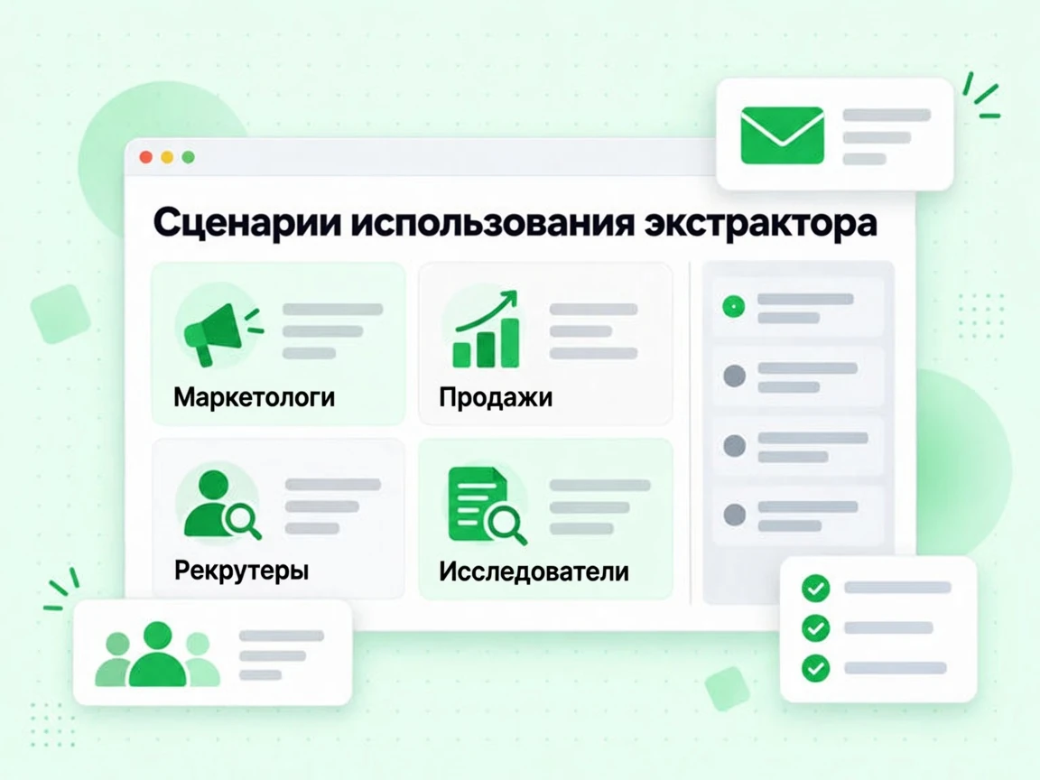 Сценарии использования экстрактора для маркетологов, продаж, рекрутеров и исследователей