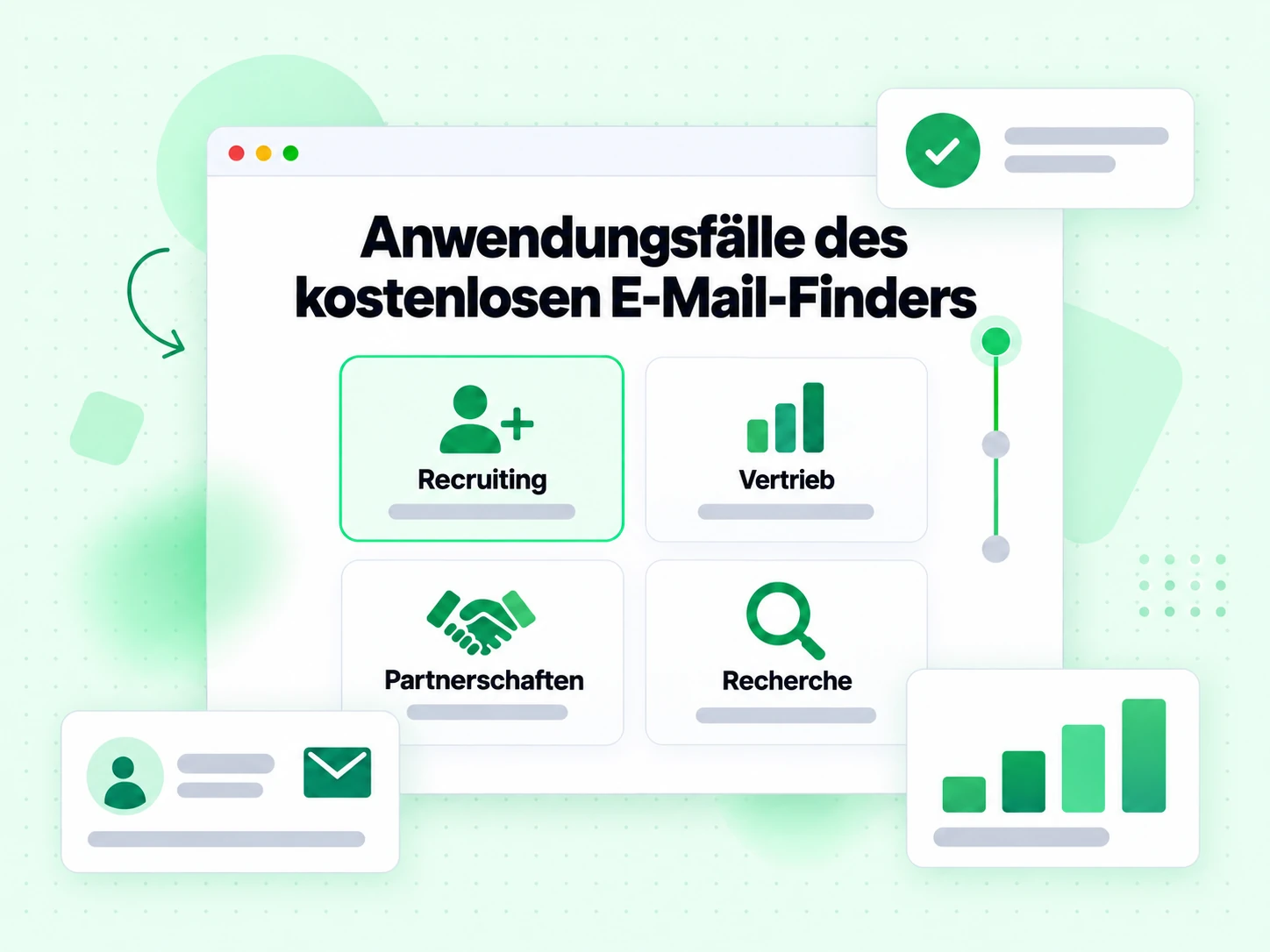 Anwendungsfälle des kostenlosen E-Mail-Finders für Recruiting, Vertrieb, Partnerschaften und Recherche