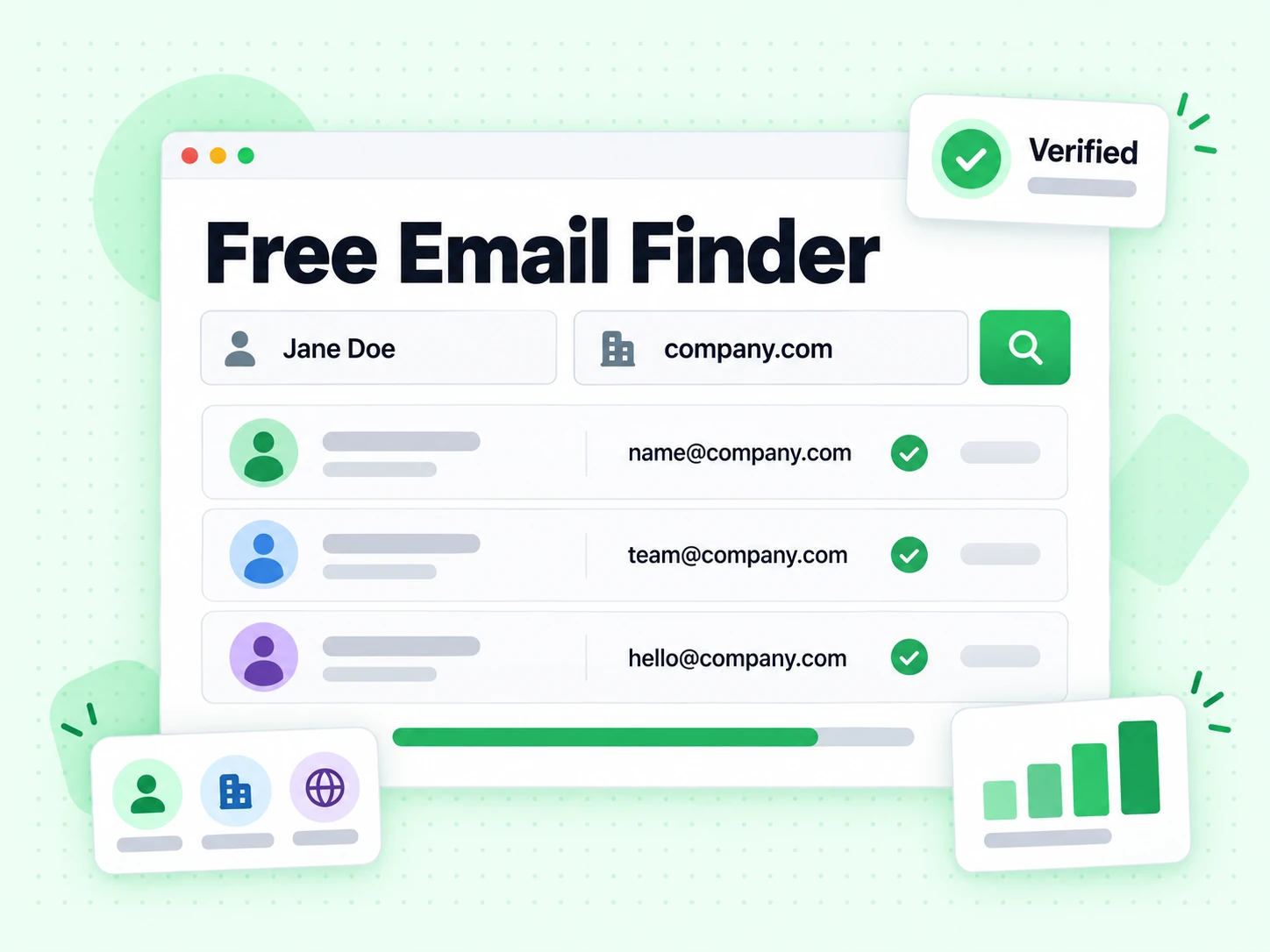 Free Email Finder returning several work emails for one company with verified badges