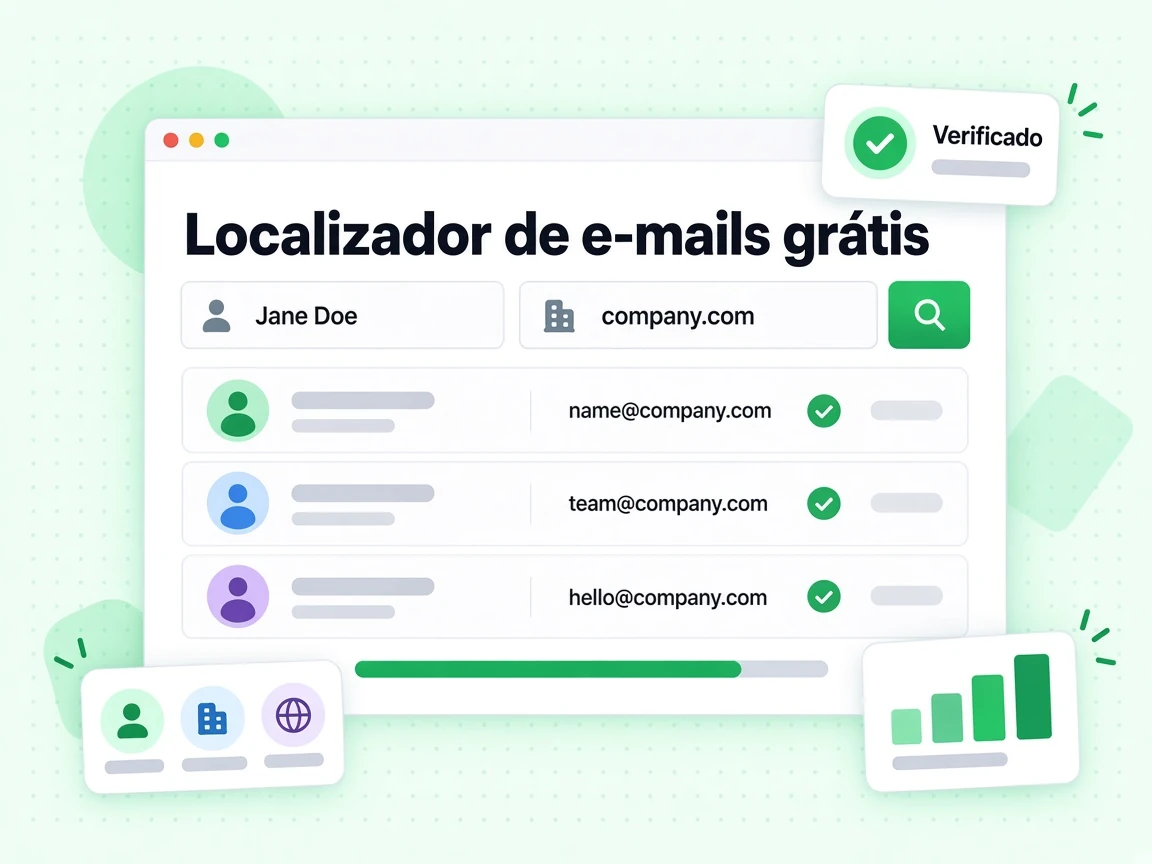 Localizador de e-mails grátis retorna name@company.com e team@company.com de company.com com selos Verificado