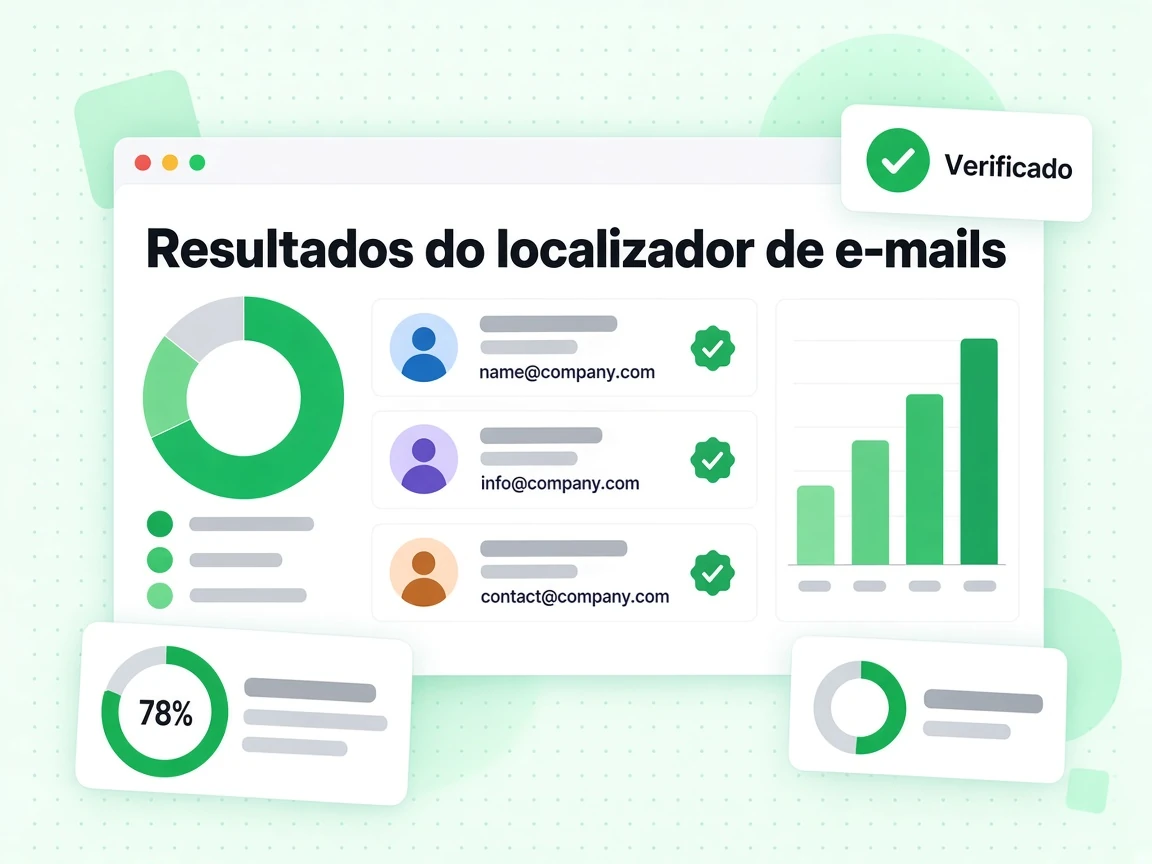 Resultados do localizador de e-mails com name@company.com, info@company.com e contact@company.com Verificado