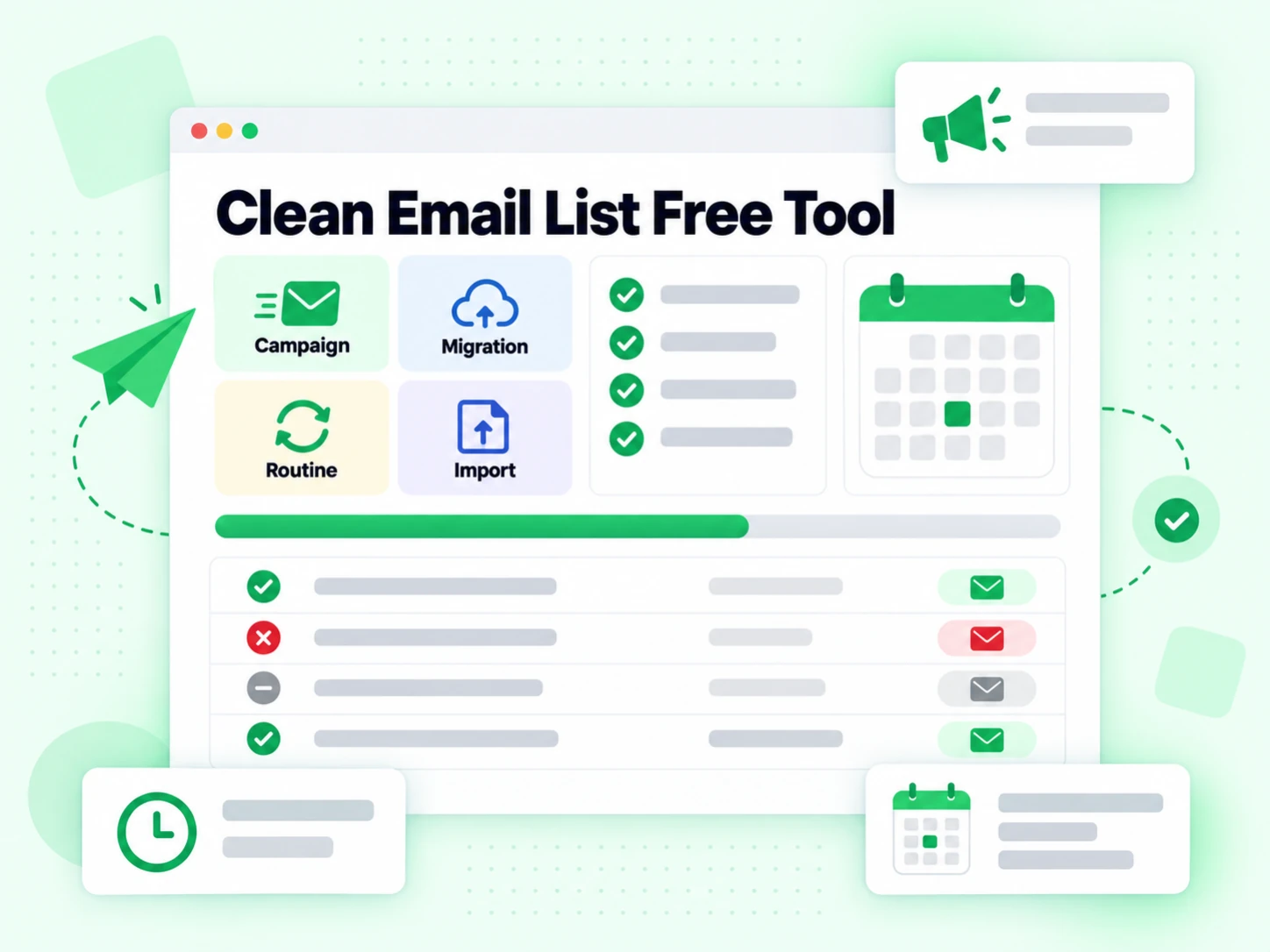 Clean Email List Free Tool across campaign, migration, routine and import scenarios