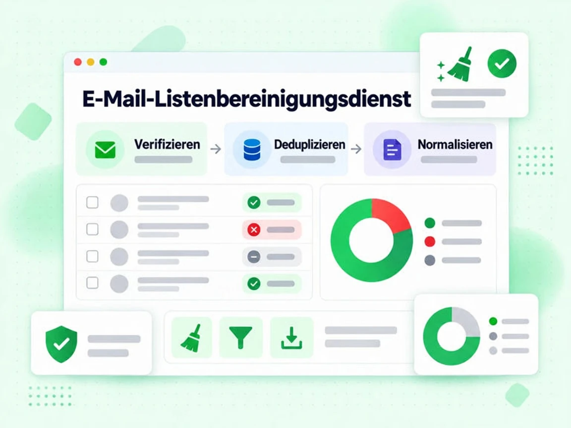 Diagramm des E-Mail-Listenbereinigungsdienstes: Verifizieren, Deduplizieren und Normalisieren einer Liste