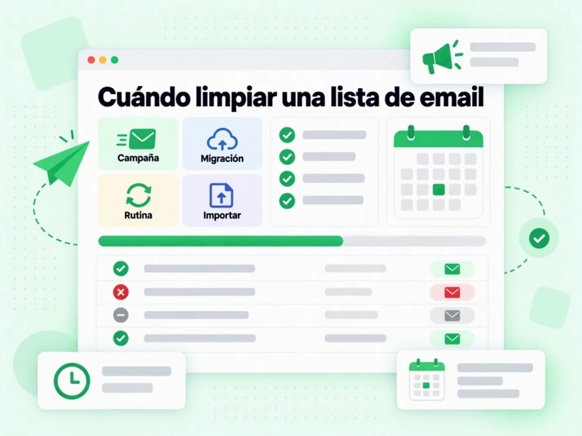 Cuándo limpiar una lista de email: escenarios de Campaña, Migración, Rutina e Importar