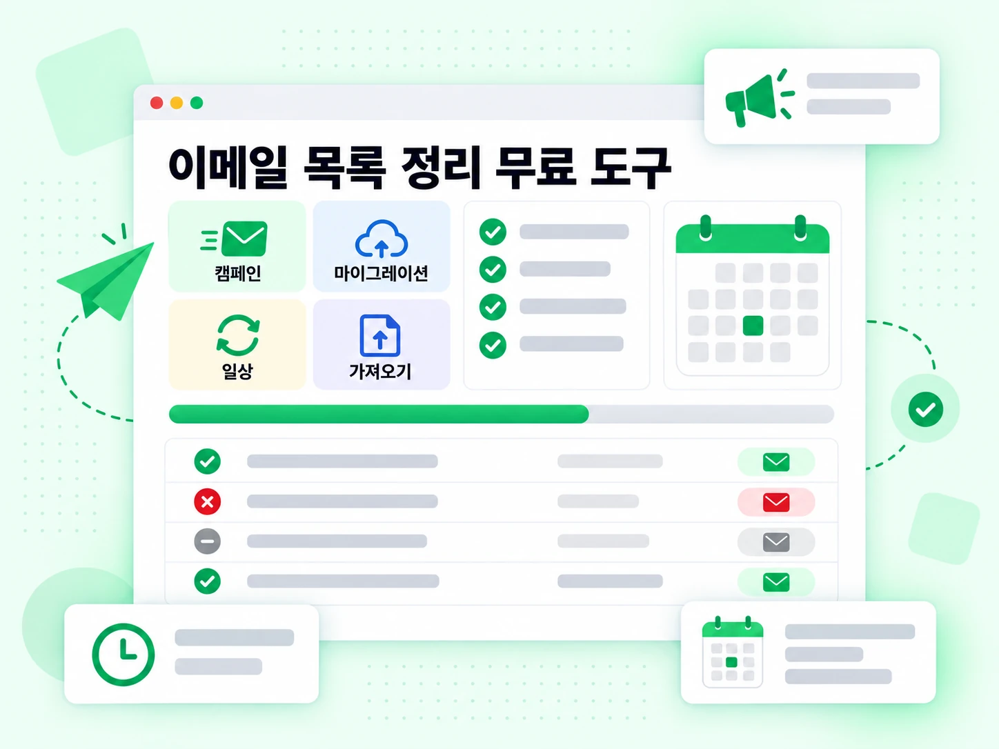 이메일 목록 정리 무료 도구가 캠페인, 마이그레이션, 정기 정리, 가져오기 상황에 쓰인다