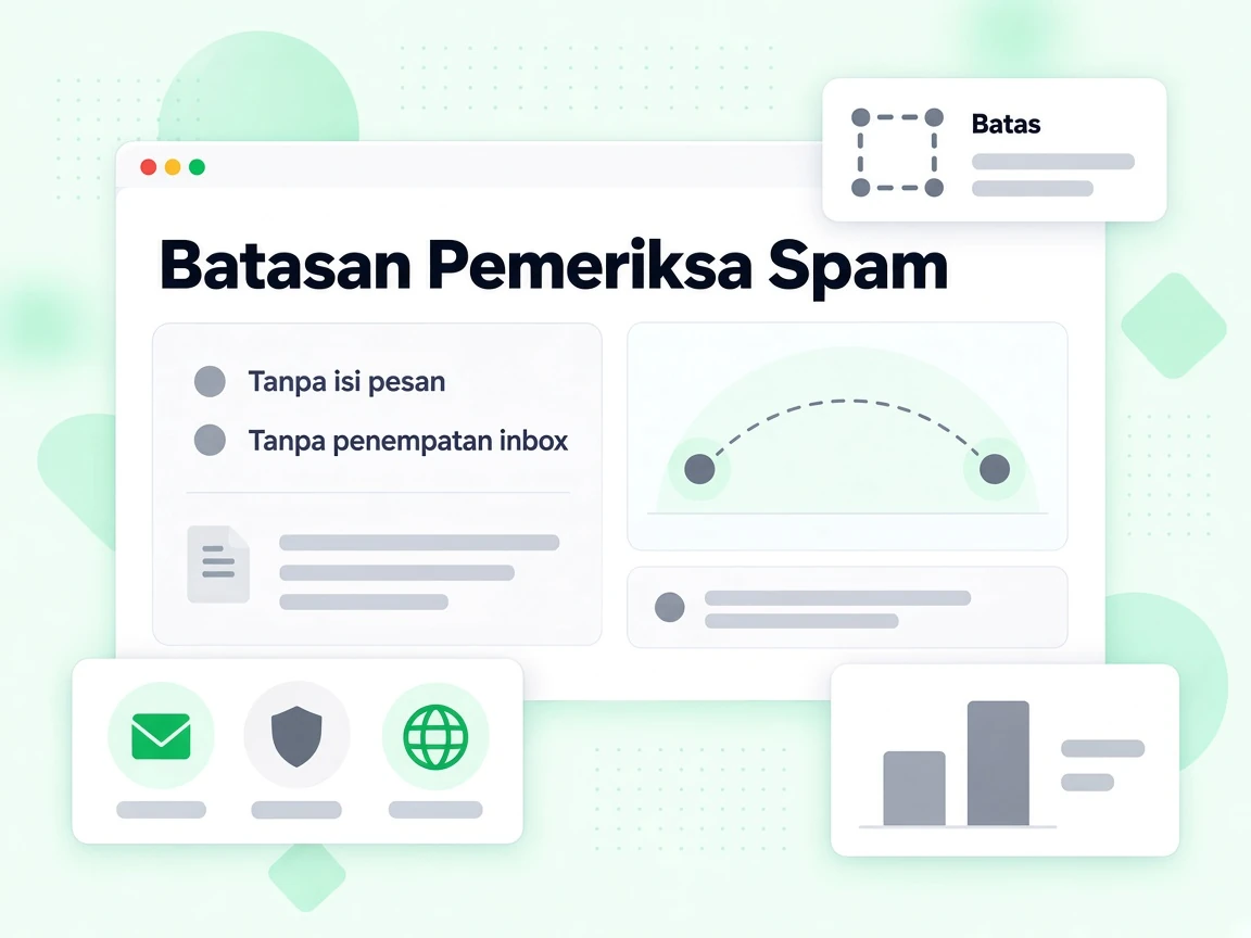 Batasan Pemeriksa Spam: panel menyatakan tanpa isi pesan dan tanpa penempatan inbox