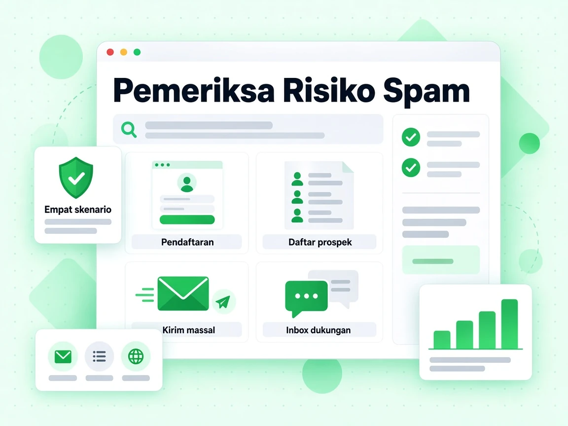 Pemeriksa Risiko Spam pada kartu pendaftaran, daftar prospek, kirim massal dan inbox dukungan