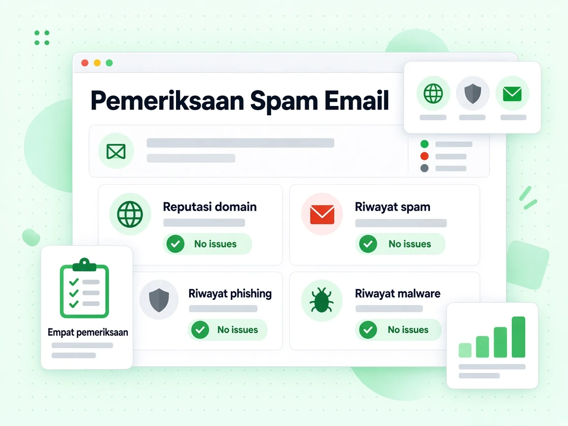 Pemeriksaan Spam Email sebagai kartu reputasi domain, riwayat spam, riwayat phishing dan riwayat malware