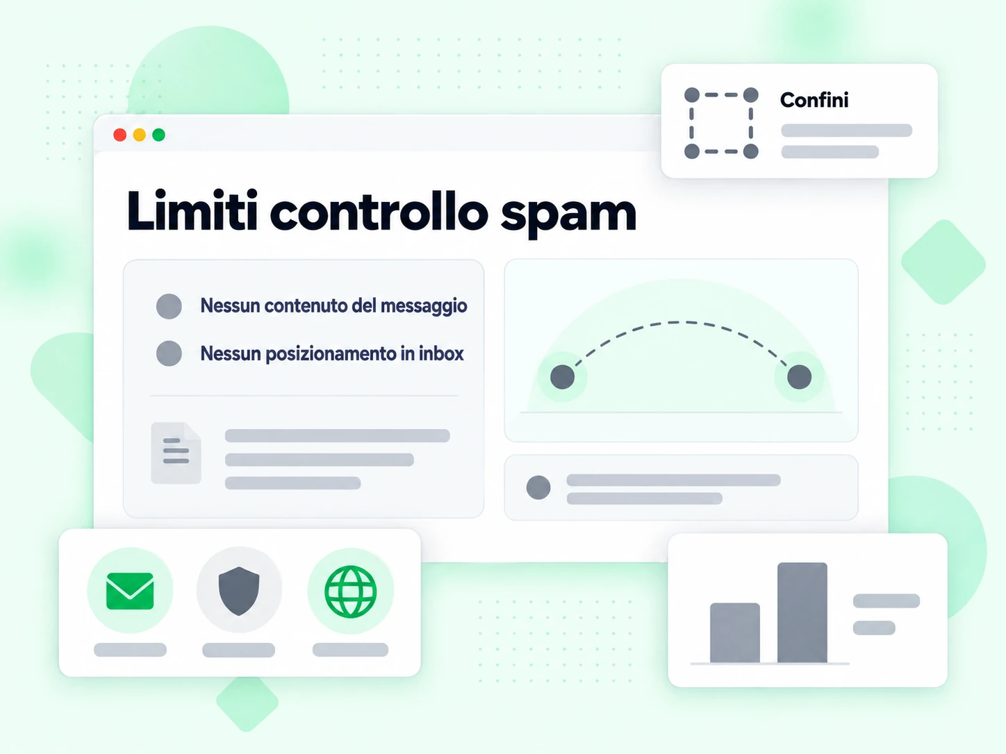 Limiti controllo spam: nessun contenuto del messaggio e nessun posizionamento in inbox.