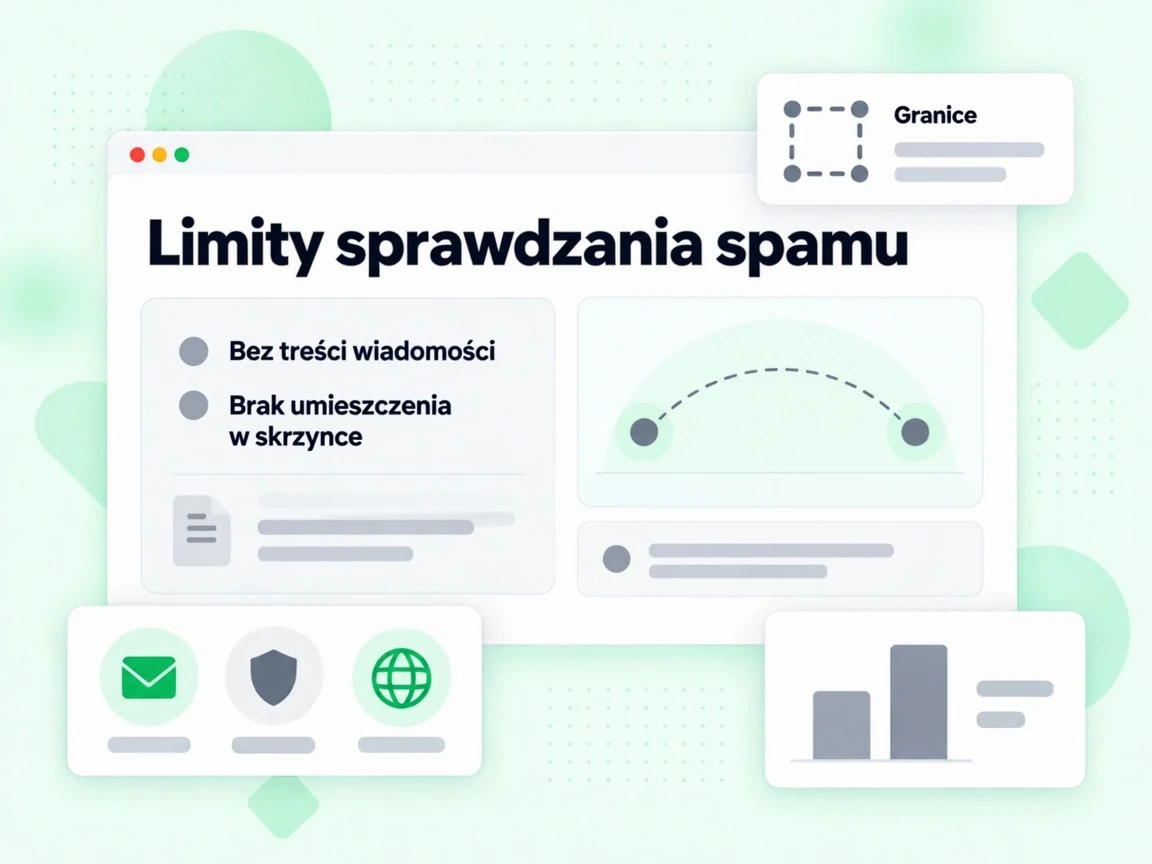 Panel Limity sprawdzania spamu stwierdza brak treści wiadomości i brak umieszczenia w skrzynce