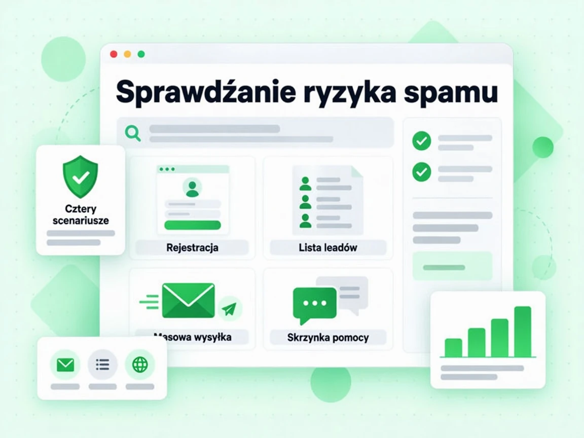 Sprawdzanie ryzyka spamu dla Rejestracji, Listy leadów, Masowej wysyłki i Skrzynki pomocy