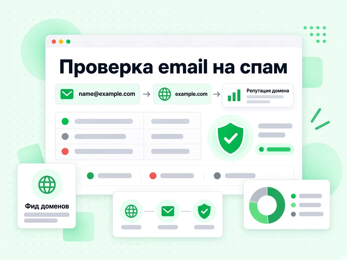 Проверка email на спам связывает адрес name@example.com и домен example.com с лентой Репутация домена.