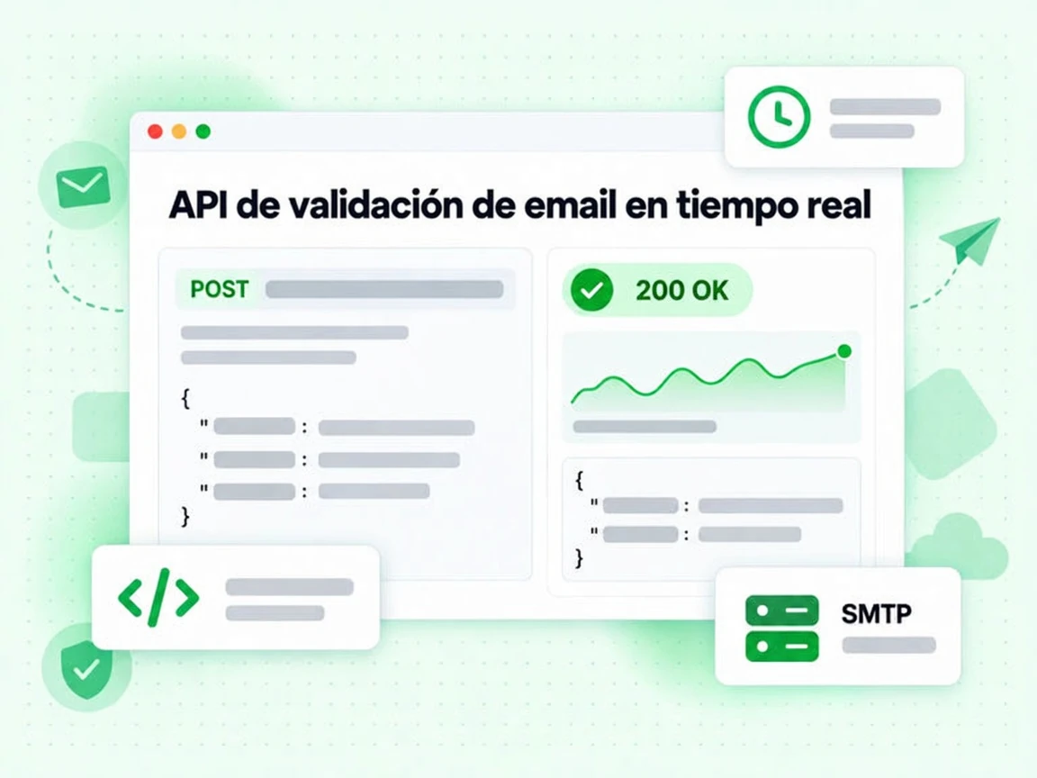 API de validación de email en tiempo real devuelve una respuesta 200 OK tras una comprobación SMTP