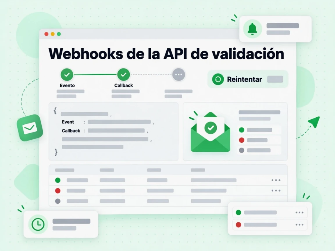 Webhooks de la API de validación entregan un Evento de callback junto a la insignia Reintentar