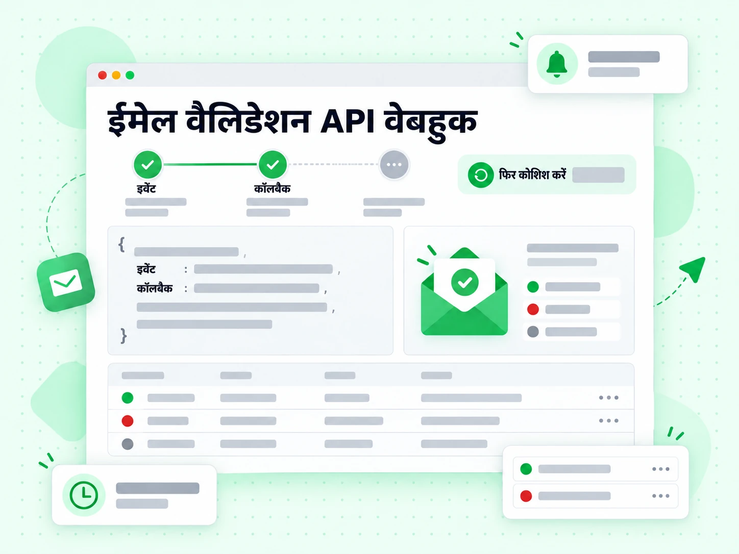 ईमेल वैलिडेशन API वेबहुक रिट्राई बैज के साथ कॉलबैक इवेंट भेजता है