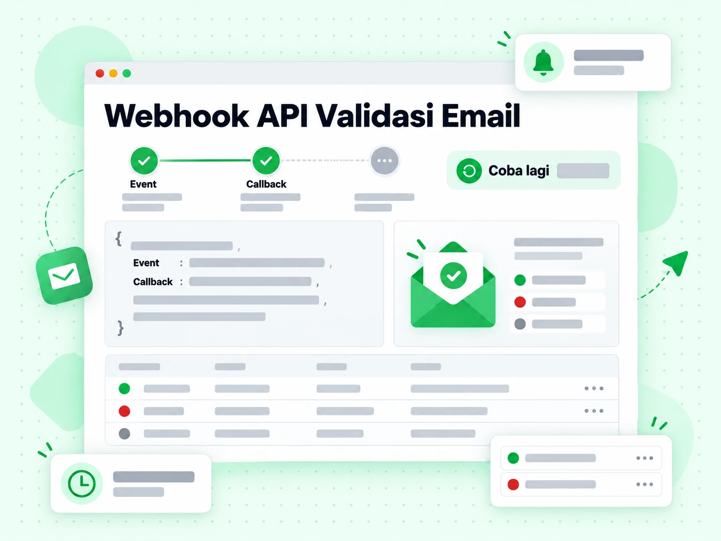 Webhook API Validasi Email mengirim event callback dengan badge coba lagi