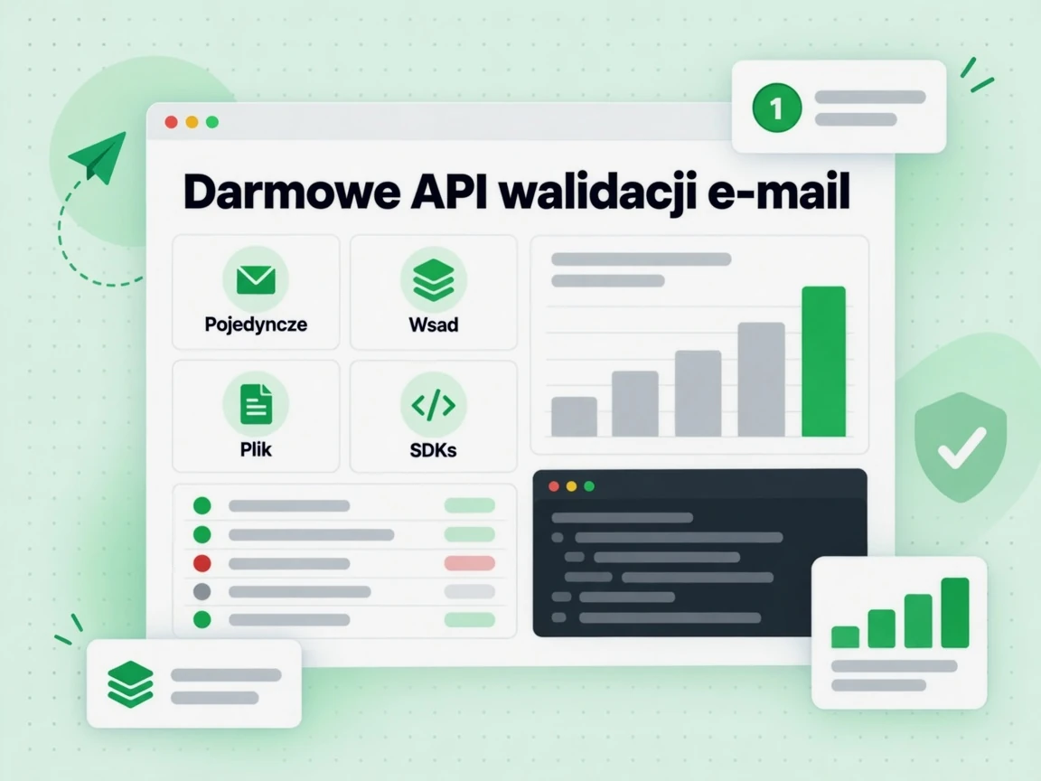 Darmowe API walidacji e-mail w trybach Pojedyncze, Wsad, Plik i integracja SDK