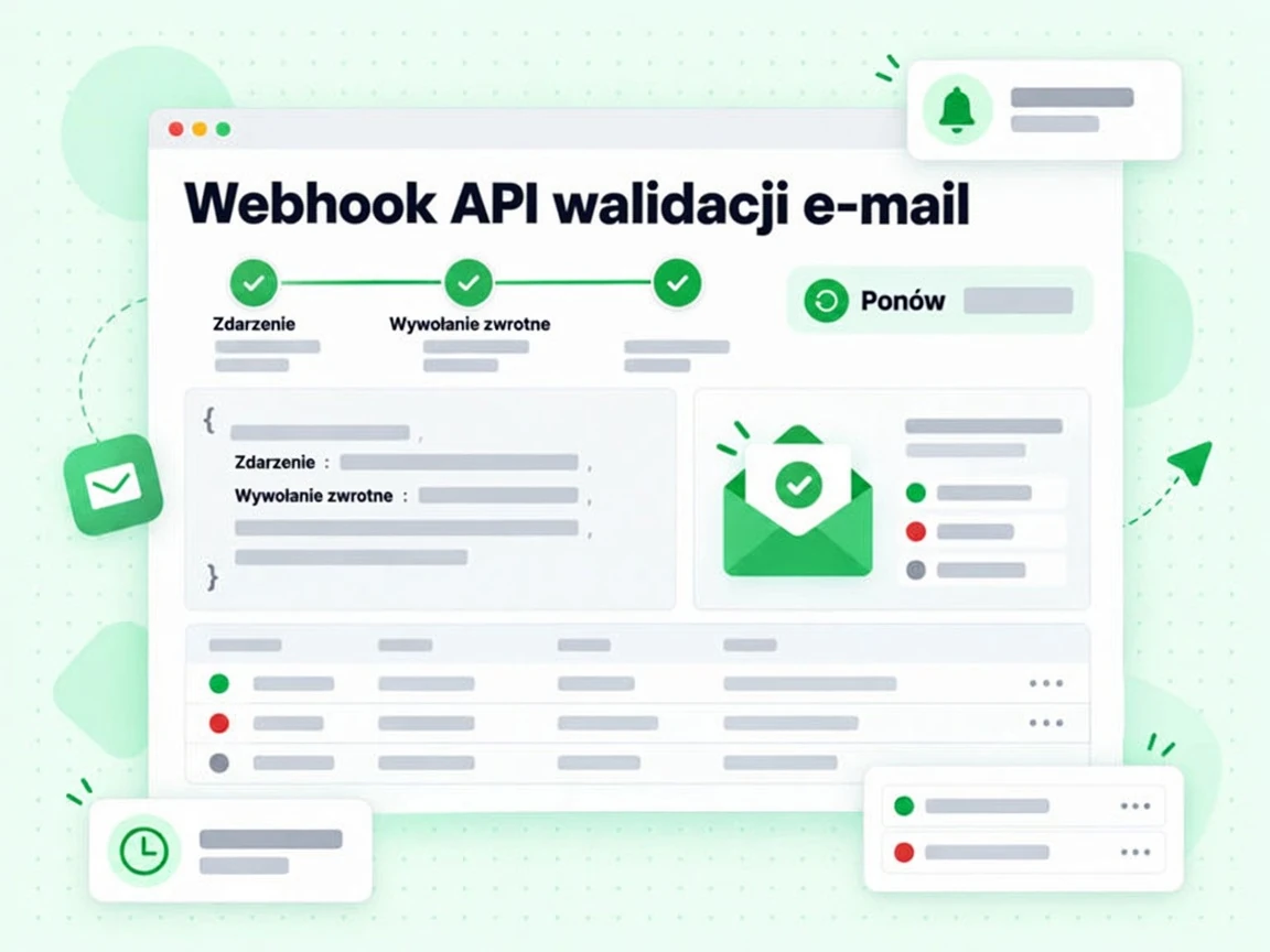 Webhook API walidacji e-mail dostarcza zdarzenie wywołania zwrotnego z plakietką Ponów