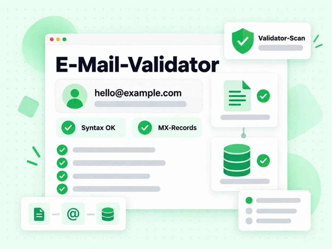 E-Mail-Validator zeigt eine E-Mail-Adresse neben den Prüfungen Syntax OK und MX-Records