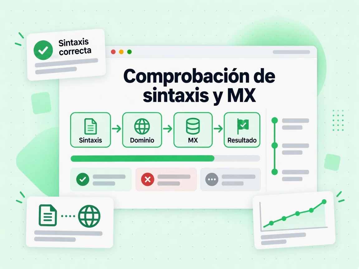 Comprobación de sintaxis y MX recorre en una pasada las capas de Sintaxis, Dominio, MX y Resultado