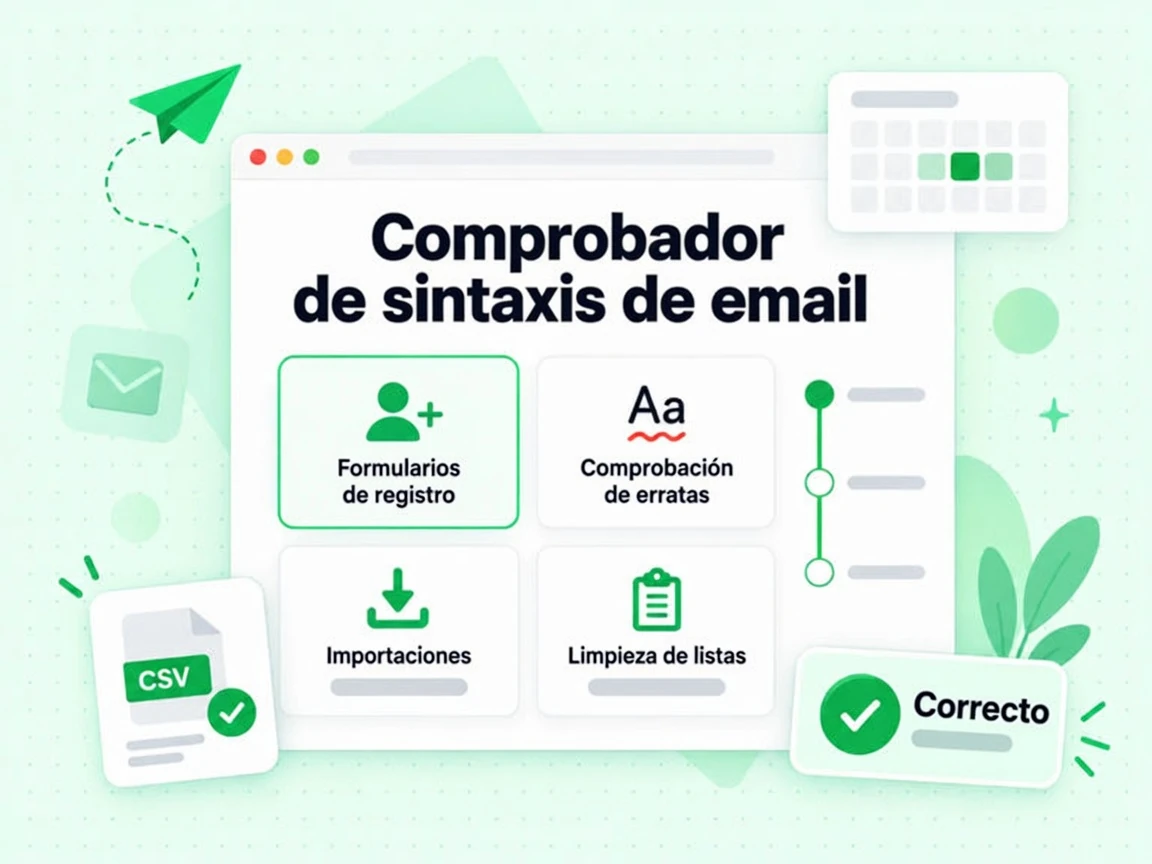 Comprobador de sintaxis de email en Formularios de registro, Comprobación de erratas e Importaciones