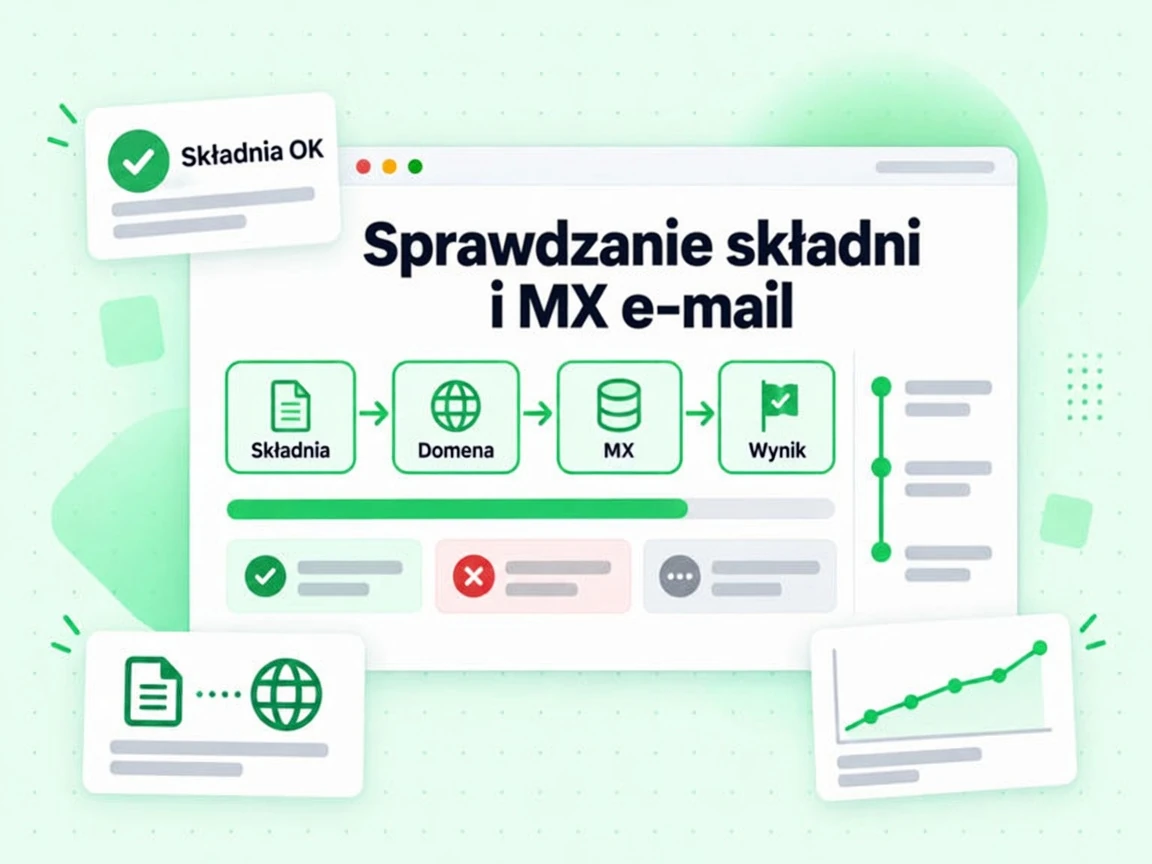 Sprawdzanie składni i MX e-mail uruchamia w jednym przebiegu warstwy Składnia, Domena, MX i Wynik