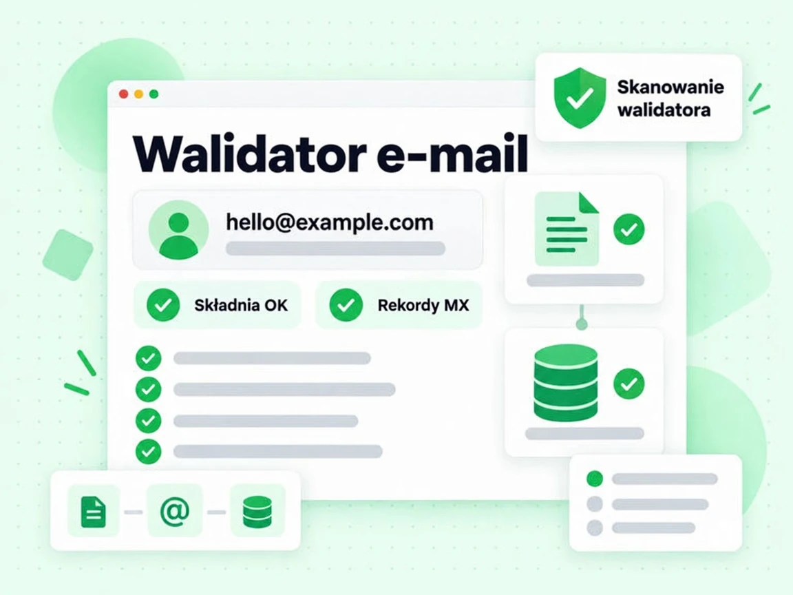 Walidator e-mail pokazuje jeden adres obok sprawdzeń Składnia OK i Rekordy MX