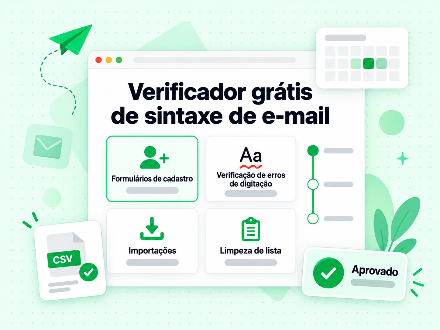 Verificador grátis de sintaxe de e-mail em cadastros, digitação e importações
