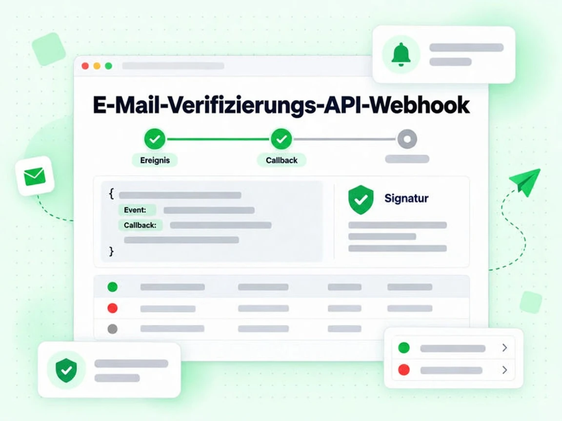 E-Mail-Verifizierungs-API-Webhook liefert ein signiertes Callback-Ereignis mit Signatur-Badge